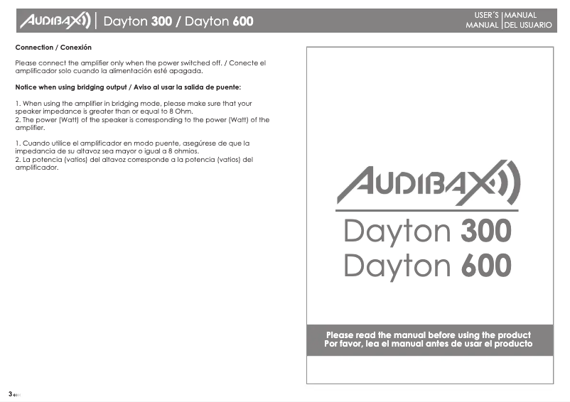 Page n°1 - Manuel utilisateur Audibax Dayton 300