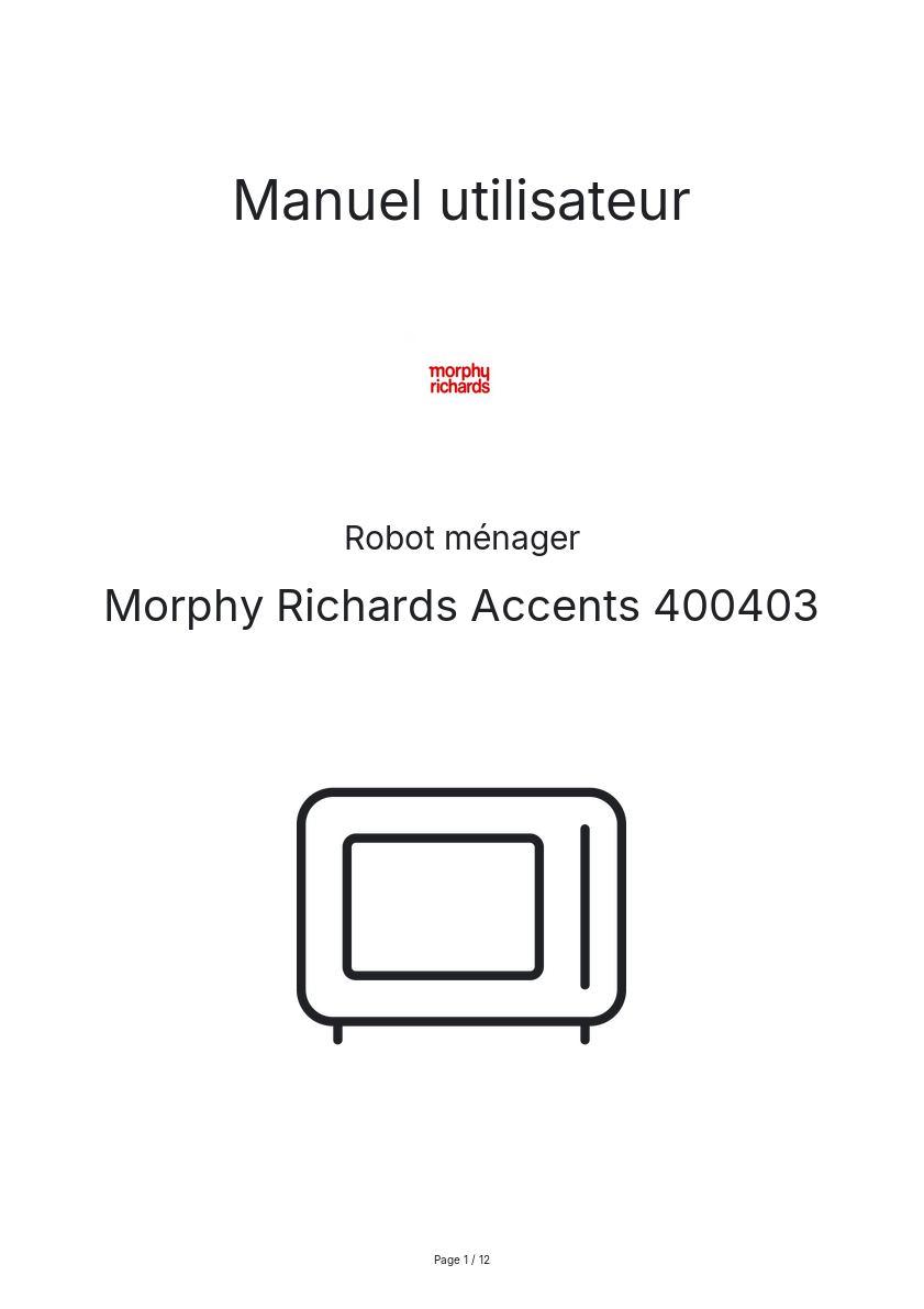 Image de la première page du manuel de l'appareil Accents 400403