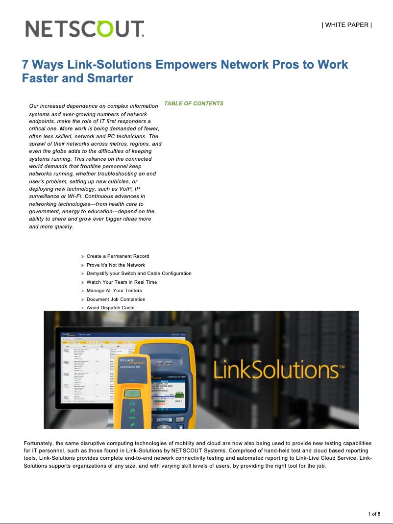Page n°1 - Manuel utilisateur NETSCOUT LinkSolutions