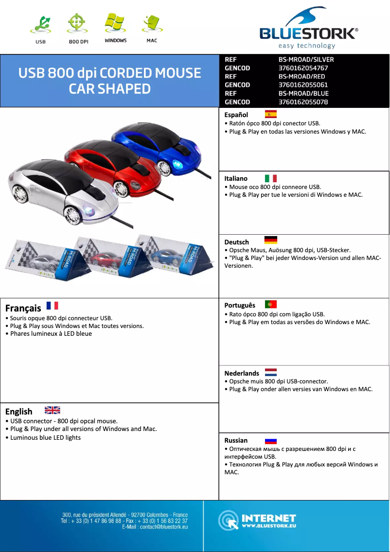 Page 1 de la notice Manuel utilisateur Bluestork M-ROAD