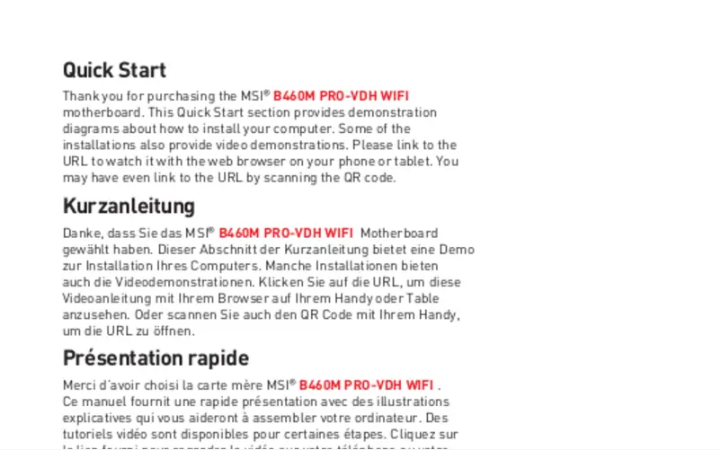 Image de la première page du manuel de l'appareil B460M PRO-VDH WIFI
