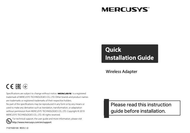 Page 1 de la notice Guide d'installation Mercusys MW300UH