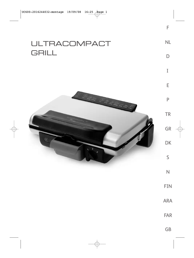 Image de la première page du manuel de l'appareil Ultra Compact Grill GC3001
