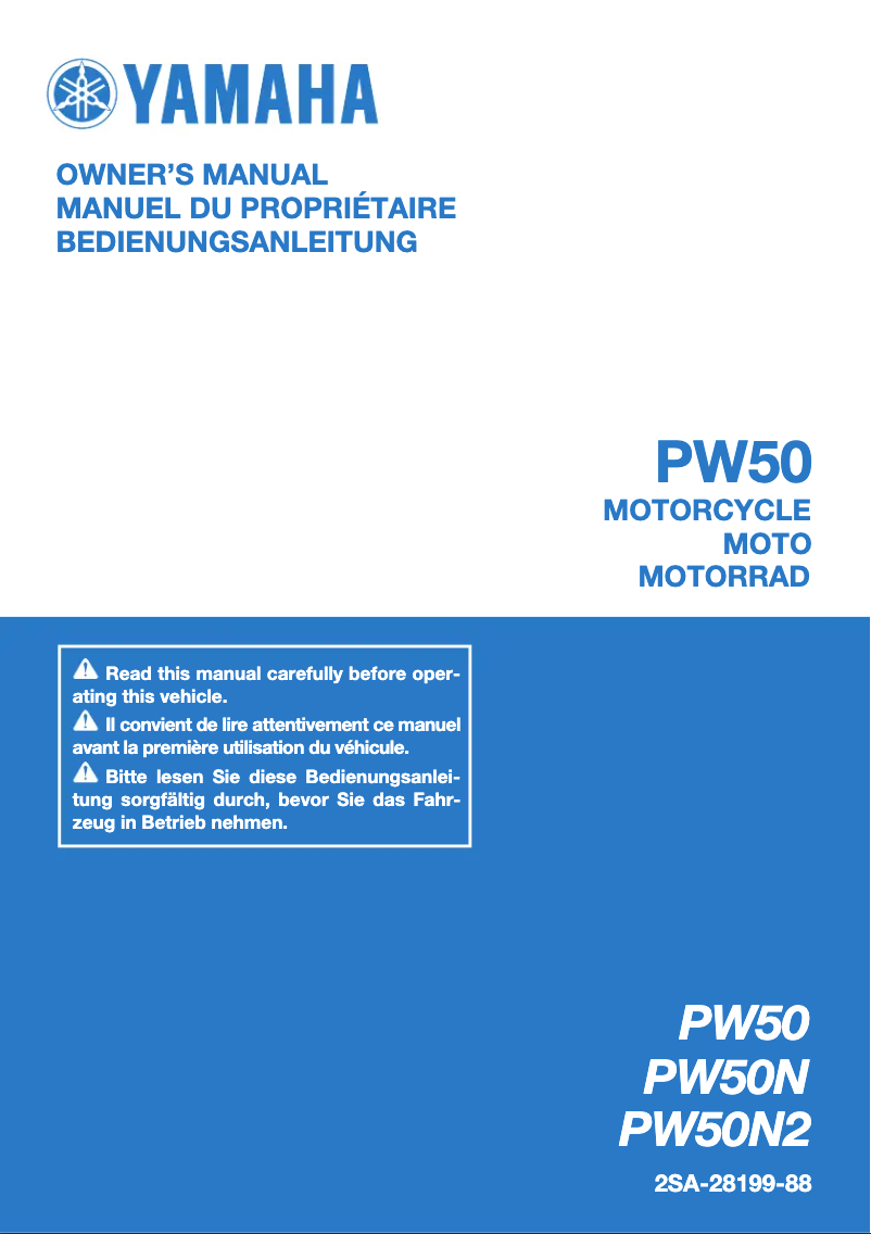 Page 1 de la notice Manuel utilisateur Yamaha PW50 (2022)