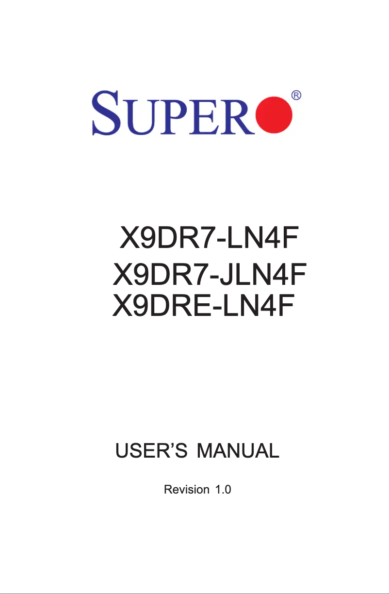 Page n°1 - Manuel utilisateur Supermicro X9DRE-LN4F