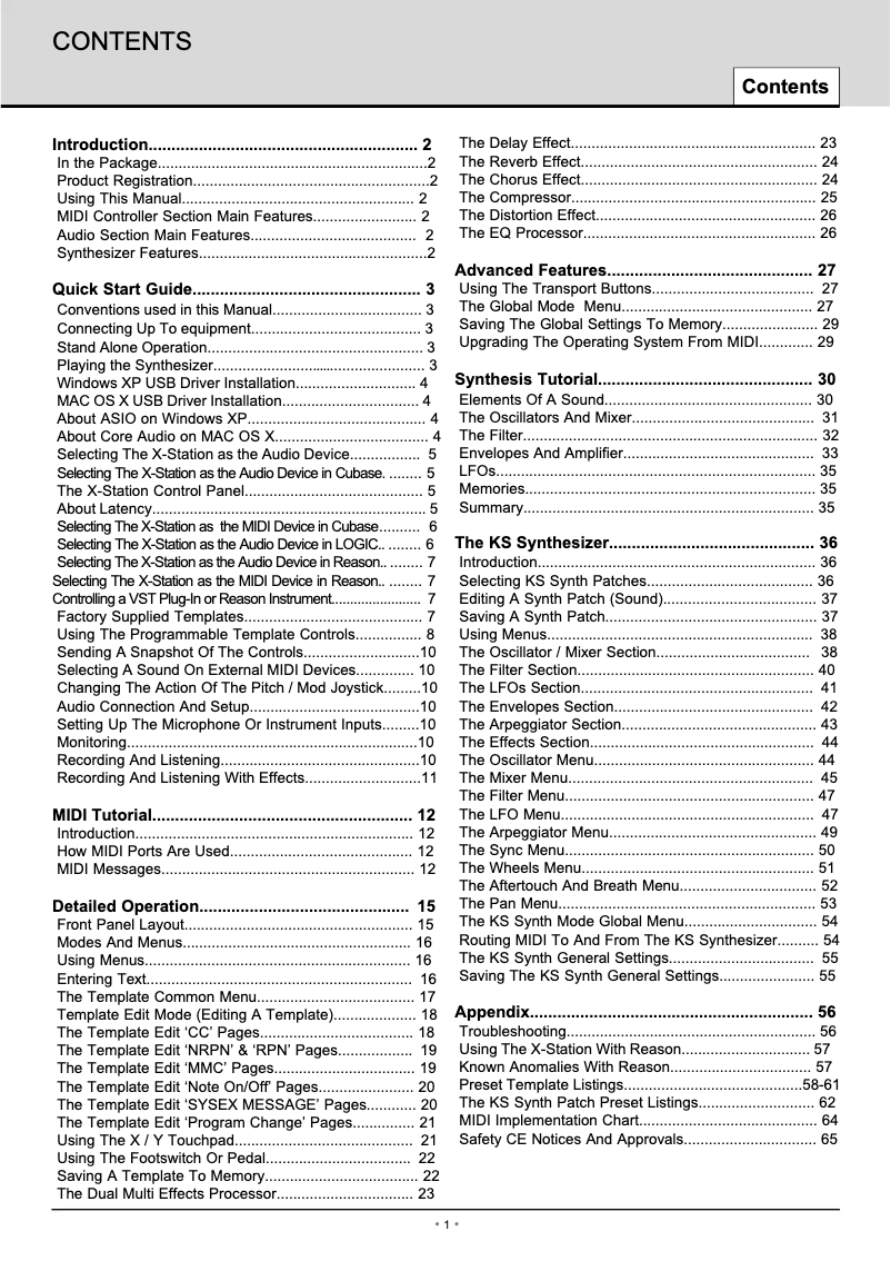 Page 1 de la notice Manuel utilisateur Novation X-Station 25