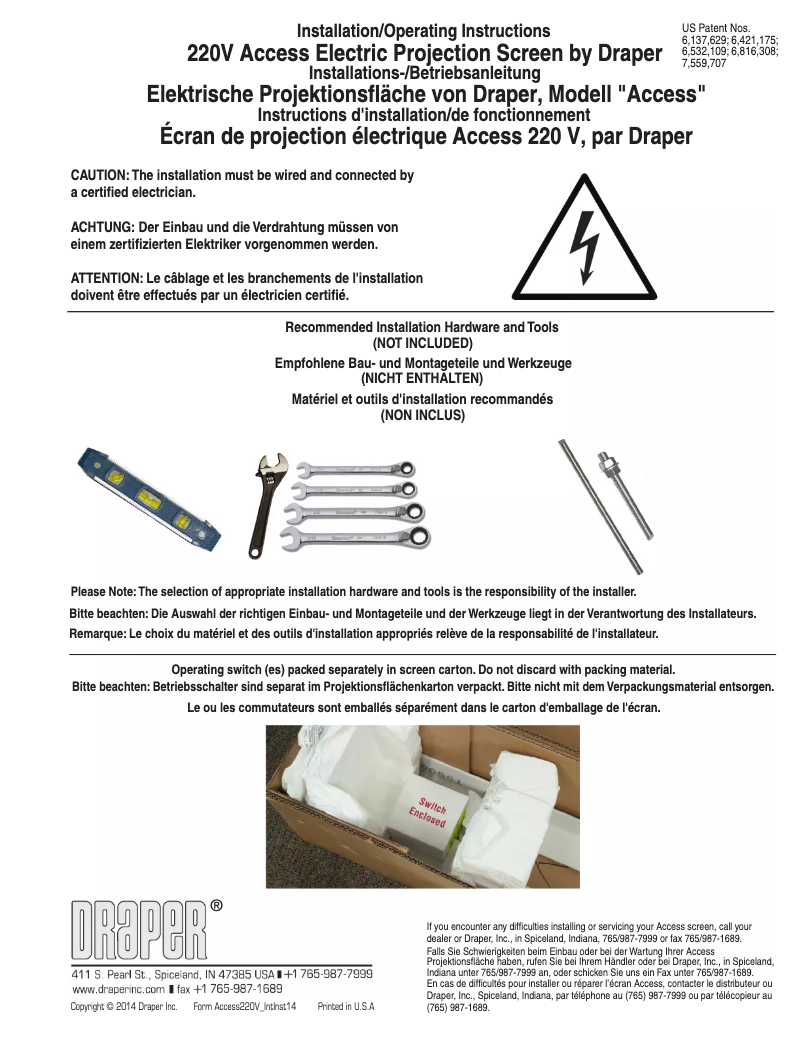 Page 1 de la notice Manuel utilisateur Draper Access E