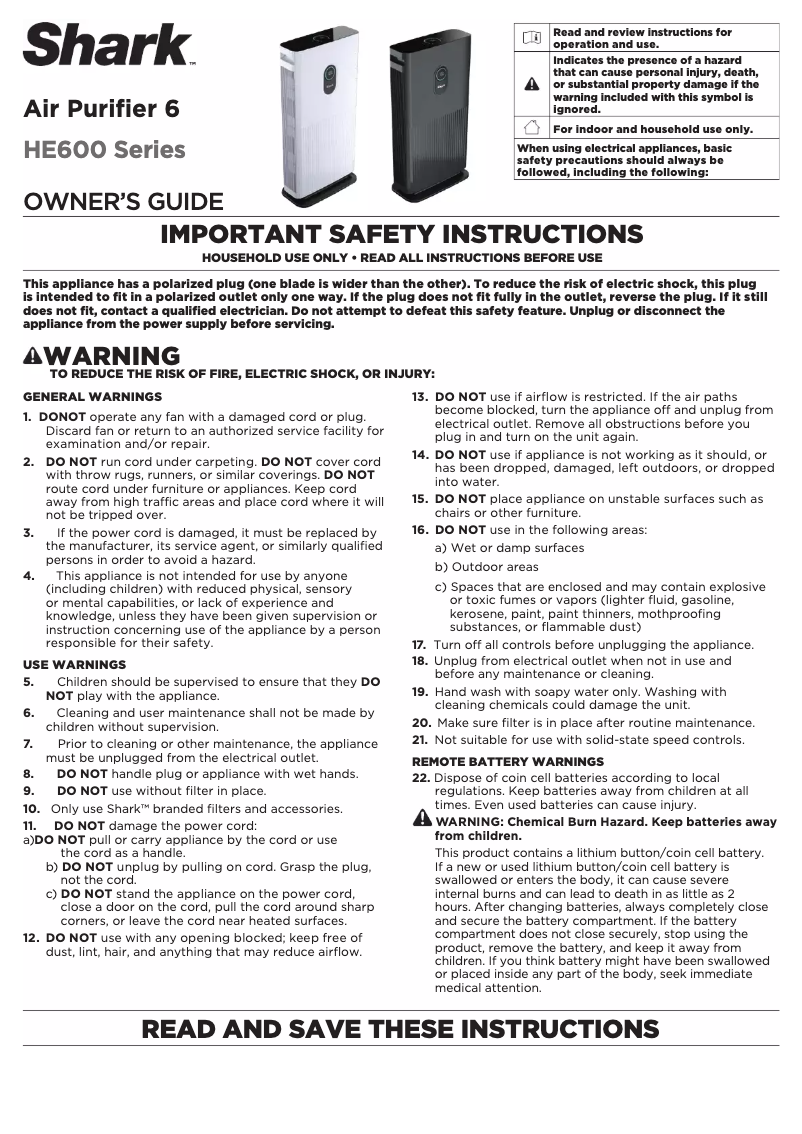 Image de la première page du manuel de l'appareil HE602