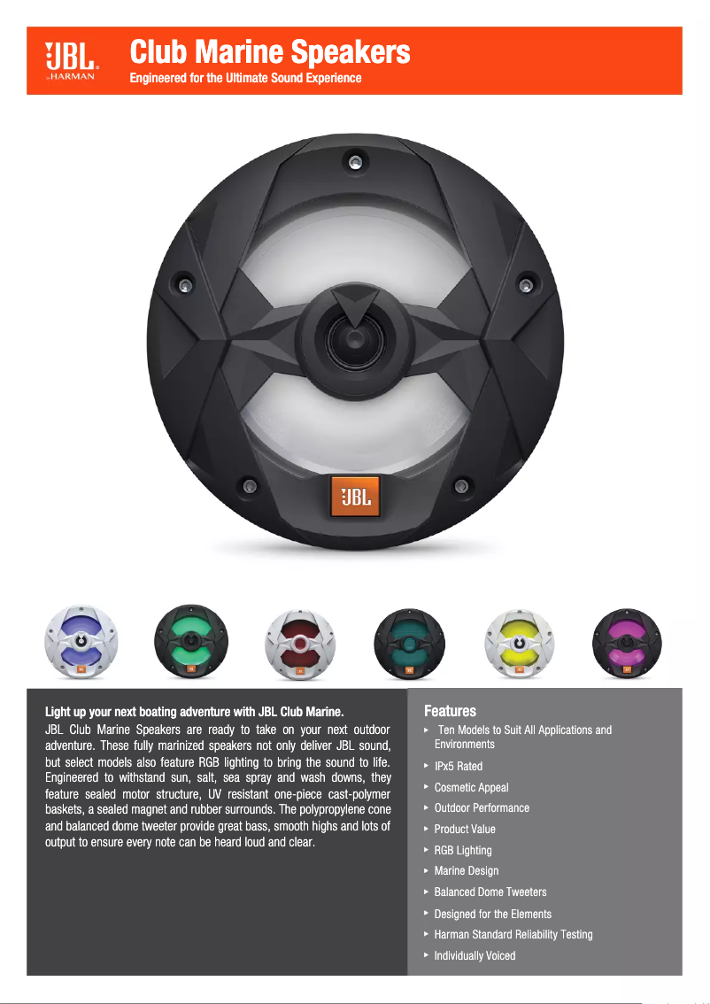 Page n°1 - Fiche technique JBL Club Marine MS8LW