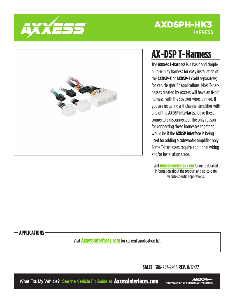 Page 1 de la notice Fiche technique AXESS AXDSPH-HK3