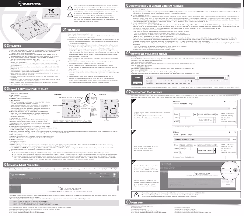 Page 1 de la notice Manuel utilisateur Hobbywing XRotor F4 G3