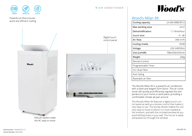 Page 1 de la notice Fiche technique Wood's AC Milan 9K