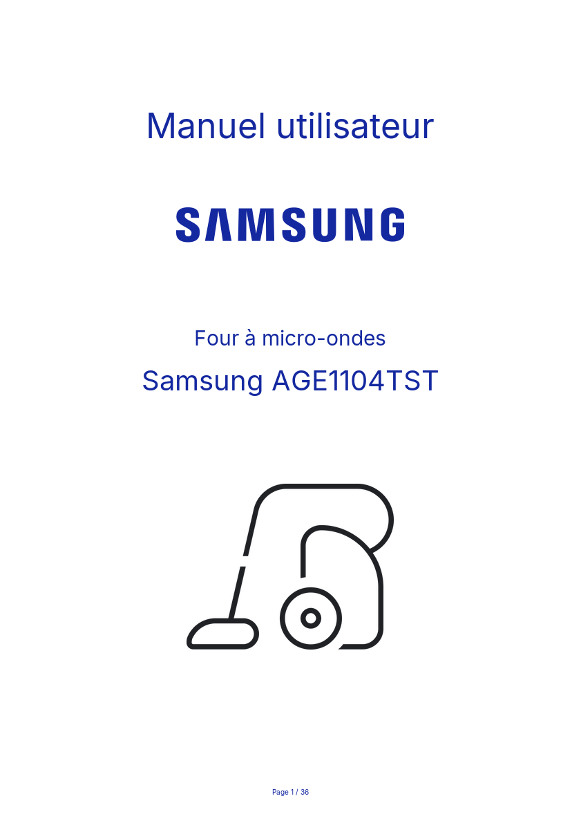 Page n°1 - Manuel utilisateur Samsung AGE1104TST