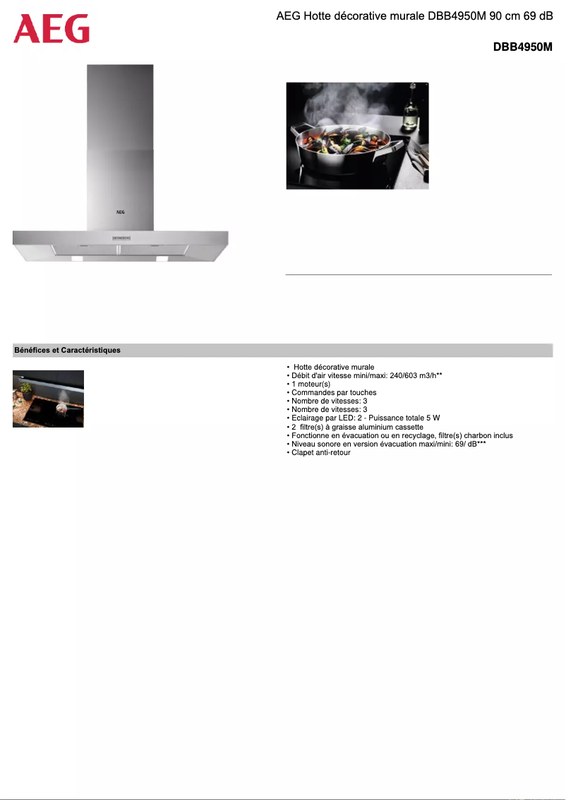 Página 1 del manual Ficha técnica AEG DBB4950M