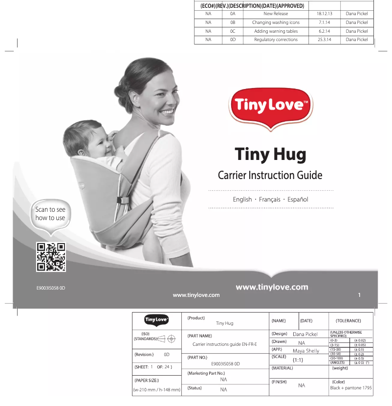 Page n°1 - Manuel utilisateur Tiny Love Tiny Hug