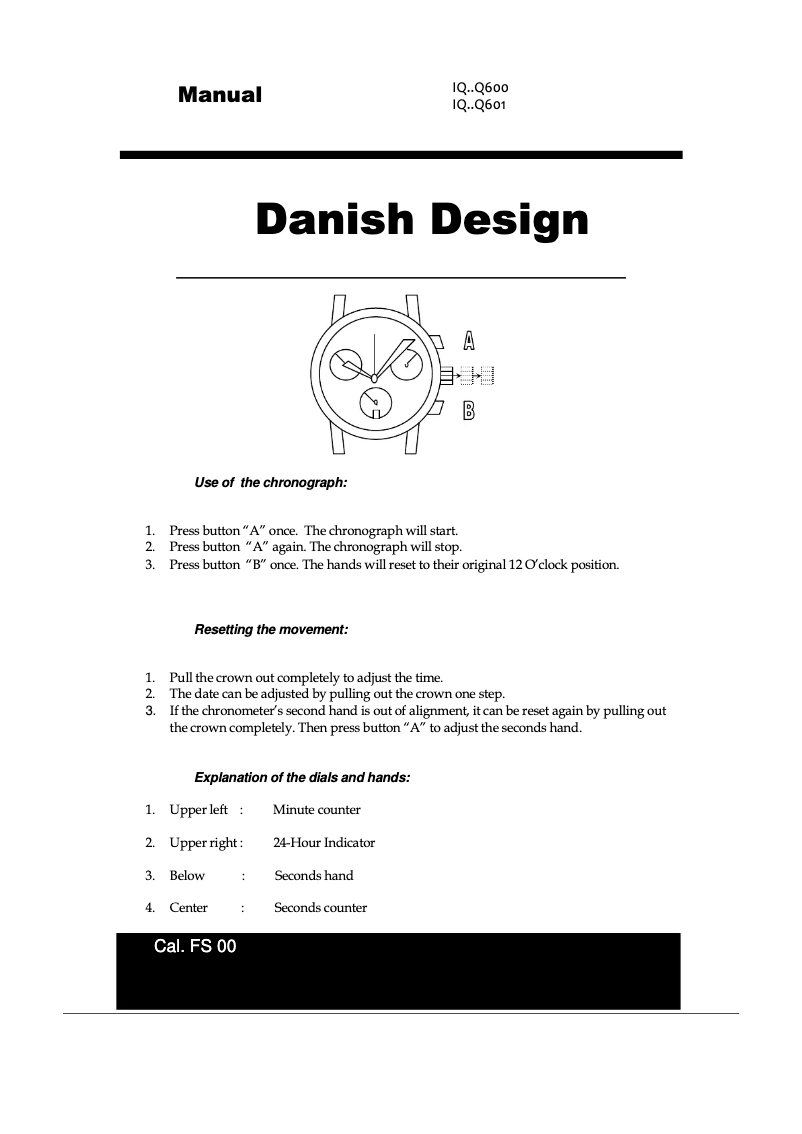 Page n°1 - Manuel utilisateur Danish Design Q601