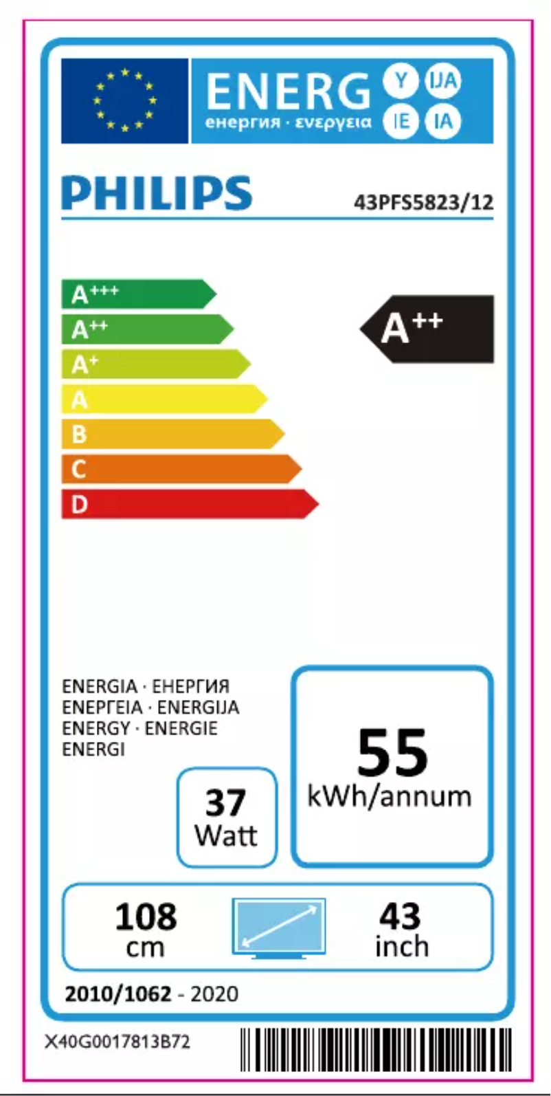 Page n°1 - Label énergétique Philips 43PFS5823