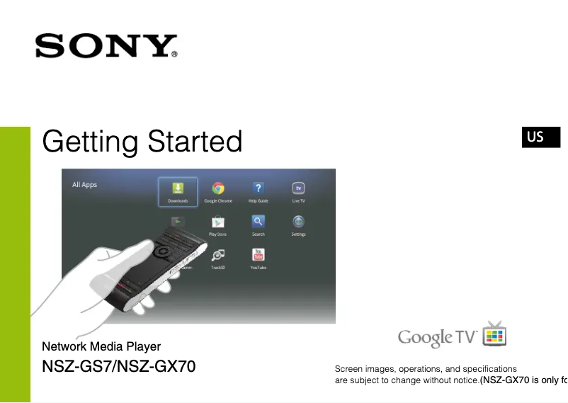 Page 1 de la notice Manuel utilisateur Sony Google TV NSZ-GS7