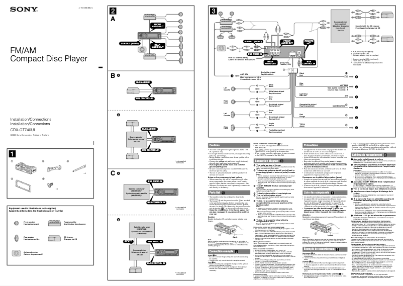 Page n°1 - Guide d'installation Sony CDX-GT740UI