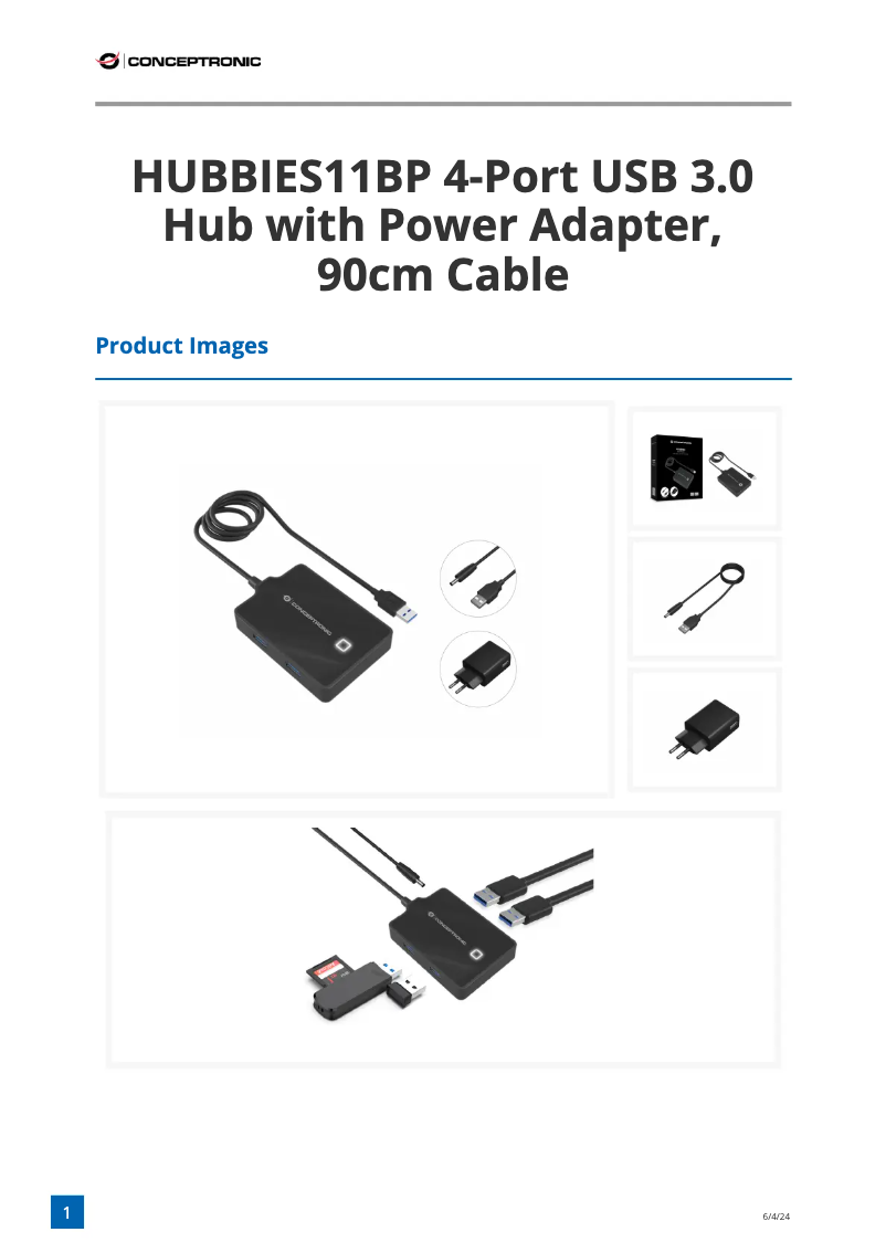 Page n°1 - Fiche technique Conceptronic HUBBIES11BP