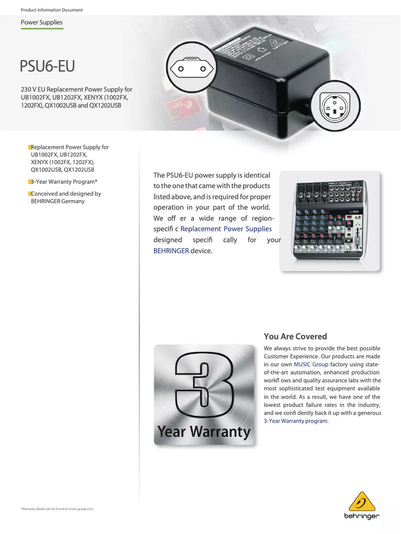 Página 1 del manual Manual de usuario Behringer PSU6-EU