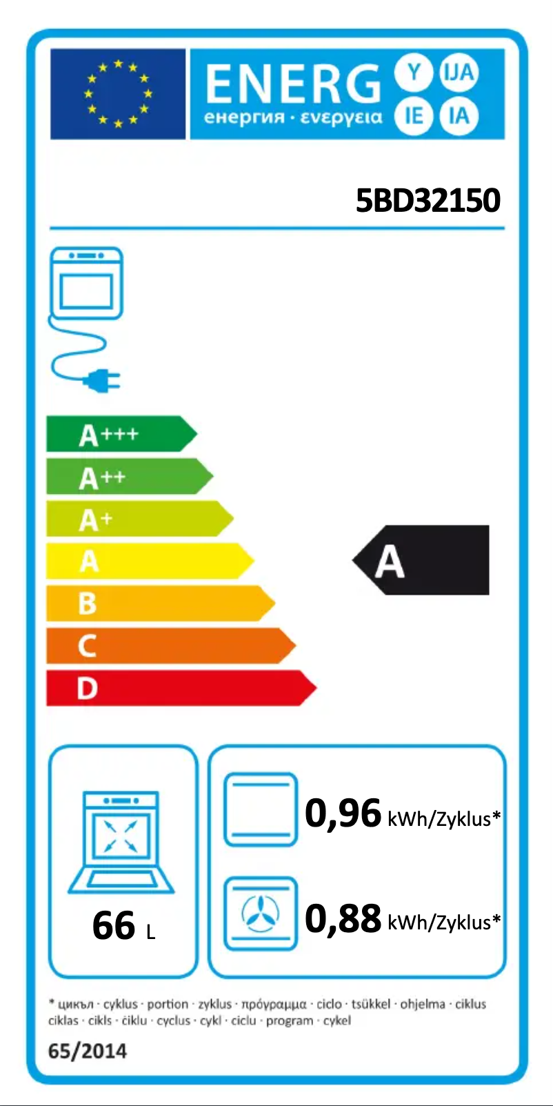 Page n°1 - Label énergétique Blaupunkt 5BD32150