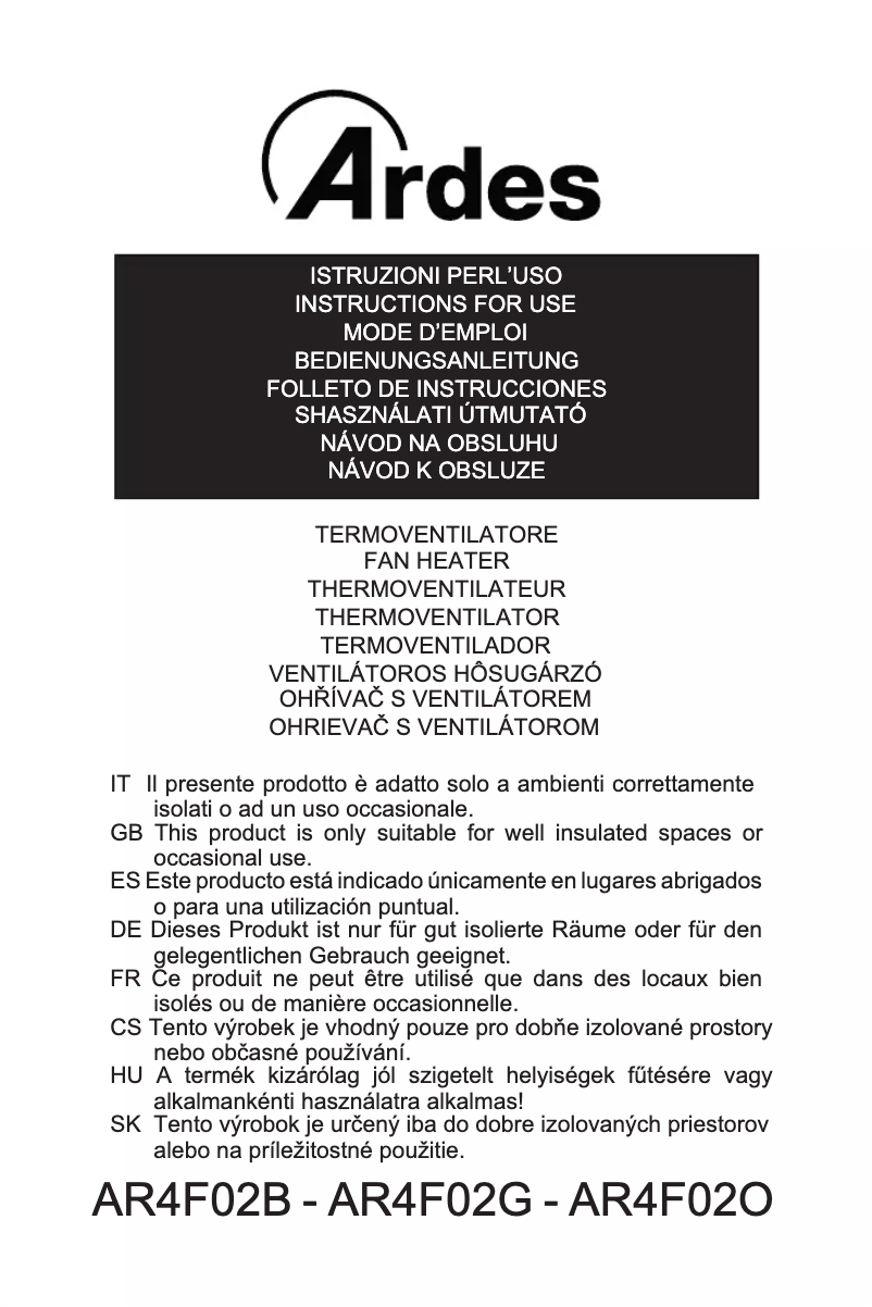 Image de la première page du manuel de l'appareil AR4F02B