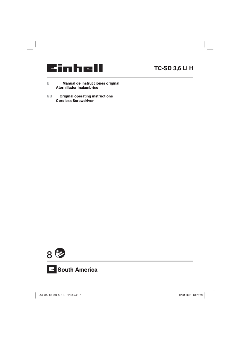 Page 1 de la notice Manuel utilisateur Einhell TC-SD 3,6 Li Bi-Volt