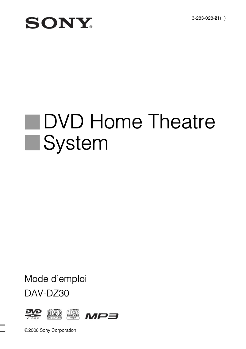 Page 1 de la notice Manuel utilisateur Sony DAV-DZ30