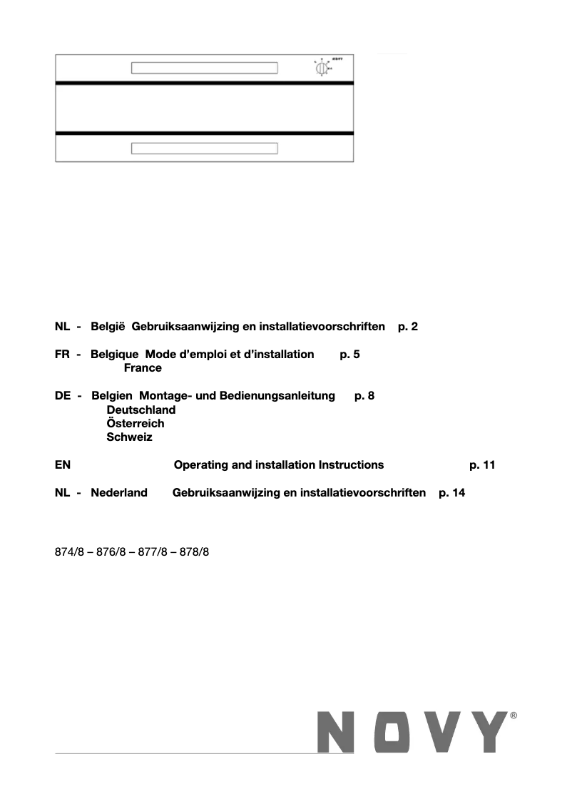Image de la première page du manuel de l'appareil Glass'line 874