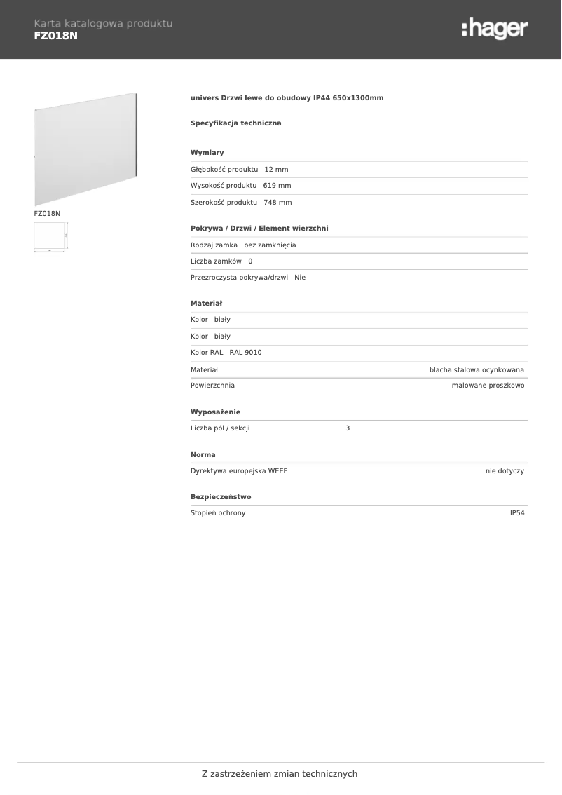 Page 1 de la notice Manuel utilisateur Hager FZ018N