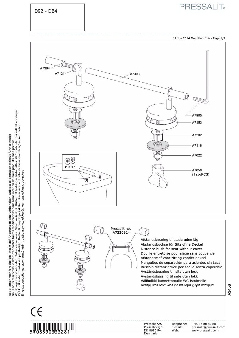 Page 1 de la notice Manuel utilisateur Pressalit Ergosit