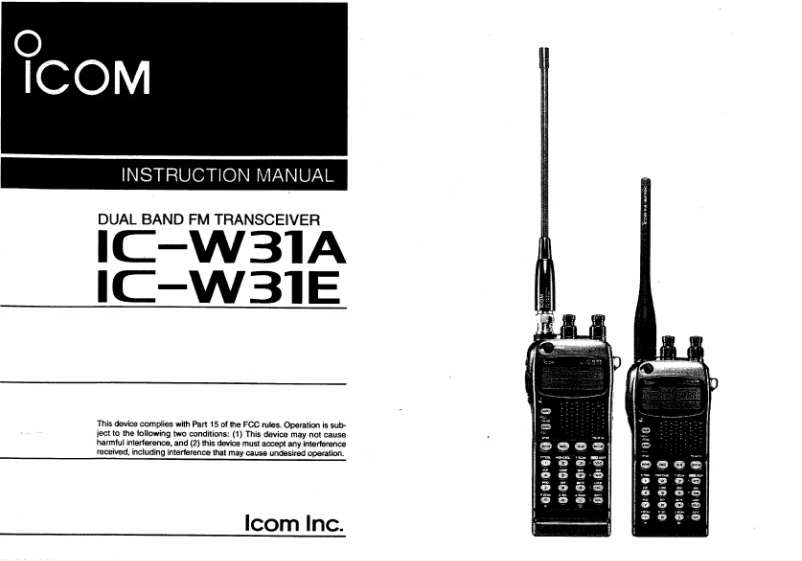 Image de la première page du manuel de l'appareil IC-W31A