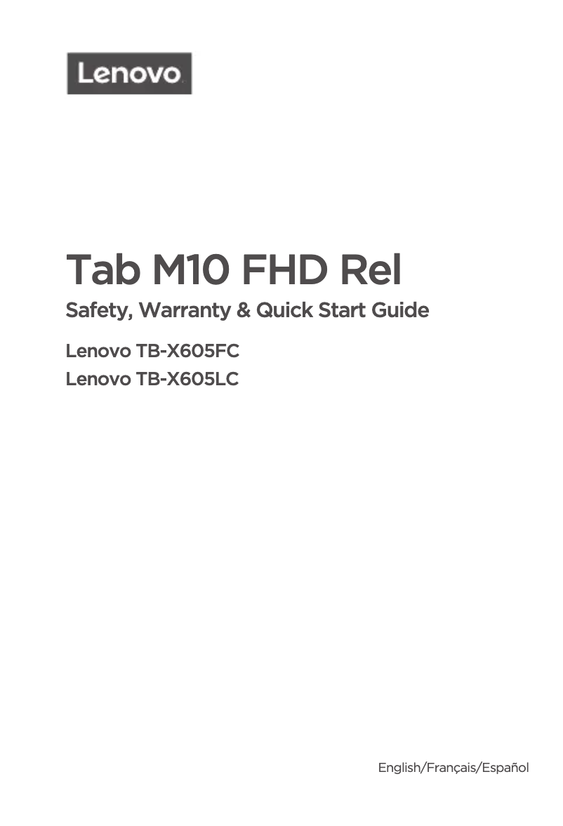Page n°1 - Manuel utilisateur Lenovo Tab M10 FHD Rel