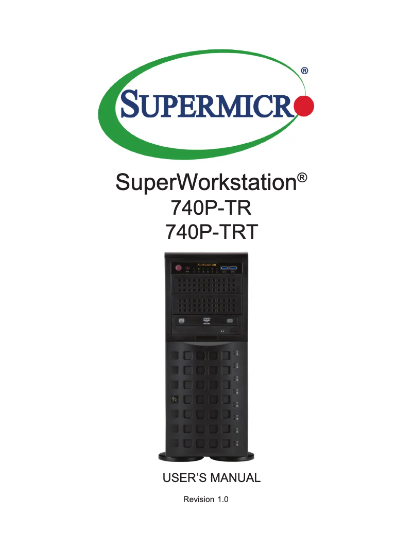Page 1 de la notice Manuel utilisateur Supermicro SuperServer SYS-740P-TRT