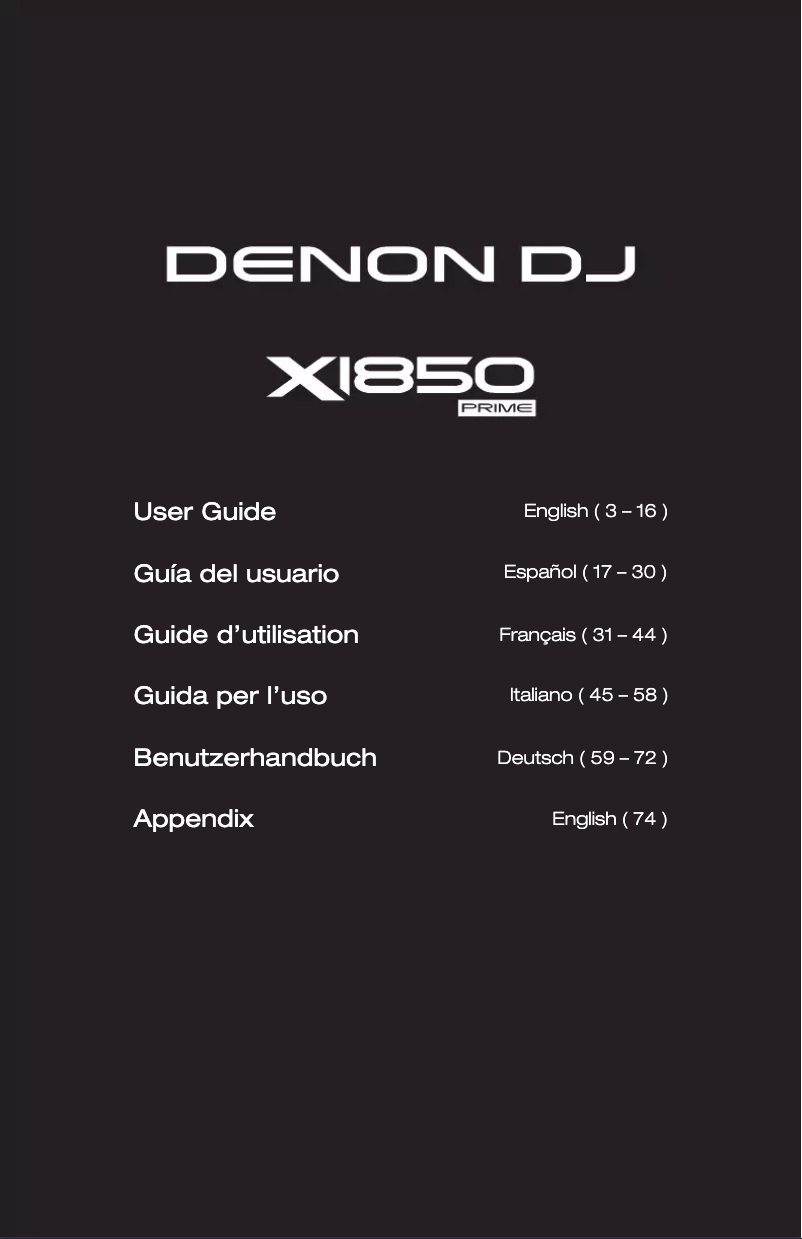 Page n°1 - Manuel utilisateur Denon DJ X1850 Prime