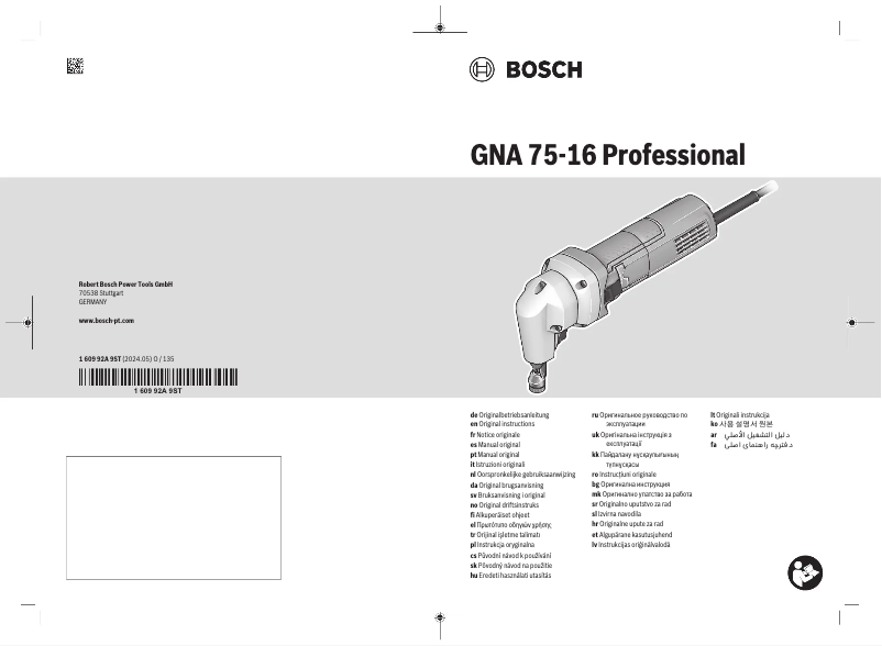 Page 1 de la notice Manuel utilisateur Bosch GNA 75-16 Professional