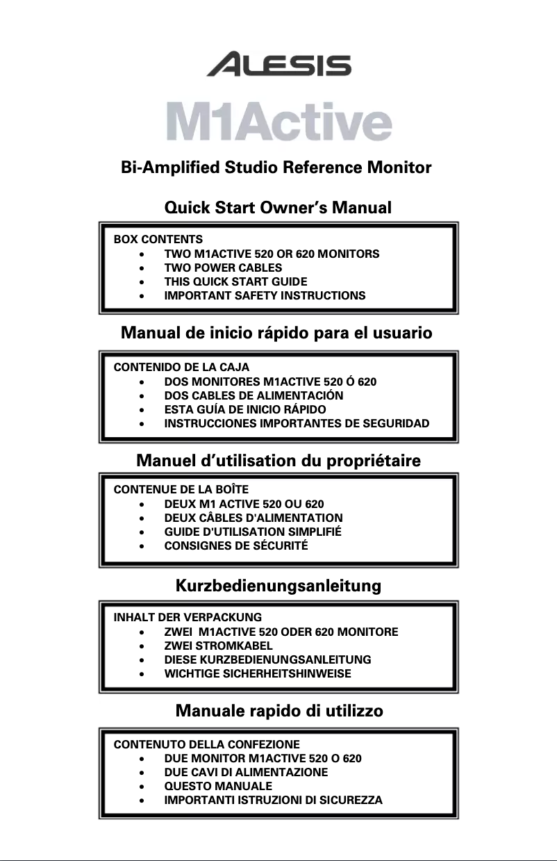 Page 1 de la notice Manuel utilisateur Numark M1 ACTIVE 520