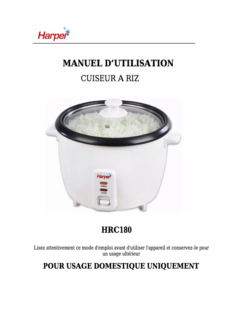 Página 1 del manual Manual de usuario Harper HRC180