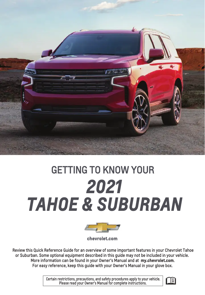 Page 1 de la notice Guide de démarrage rapide Chevrolet Suburban (2021)