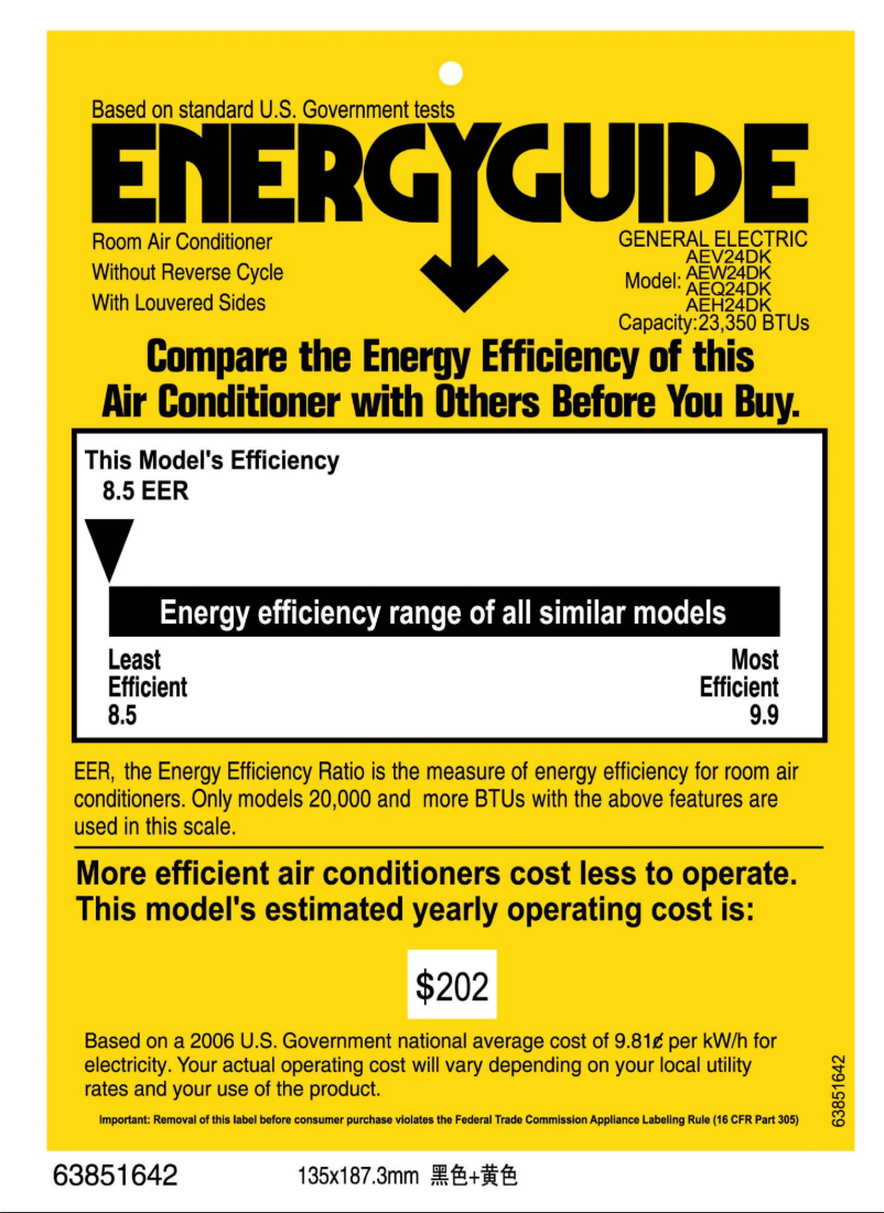 Página 1 del manual Etiqueta energética GE AEQ24DK