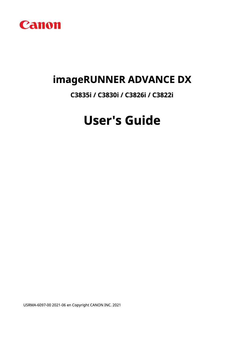 Image de la première page du manuel de l'appareil imageRUNNER ADVANCE DX C3822i