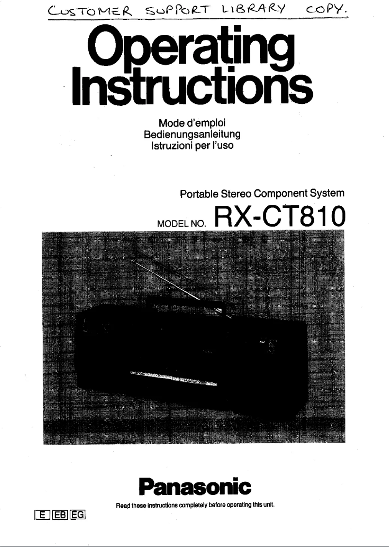 Image de la première page du manuel de l'appareil RX-CT810