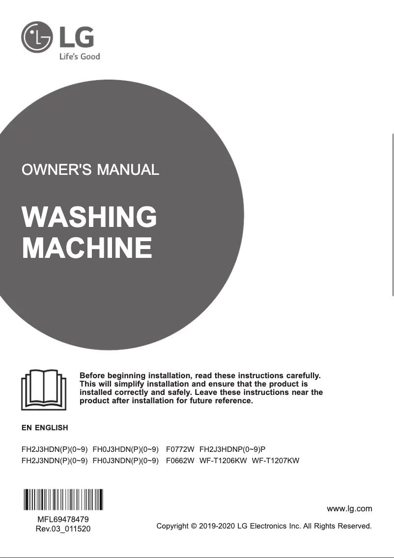Page 1 de la notice Manuel utilisateur LG FH2J3HDNP0