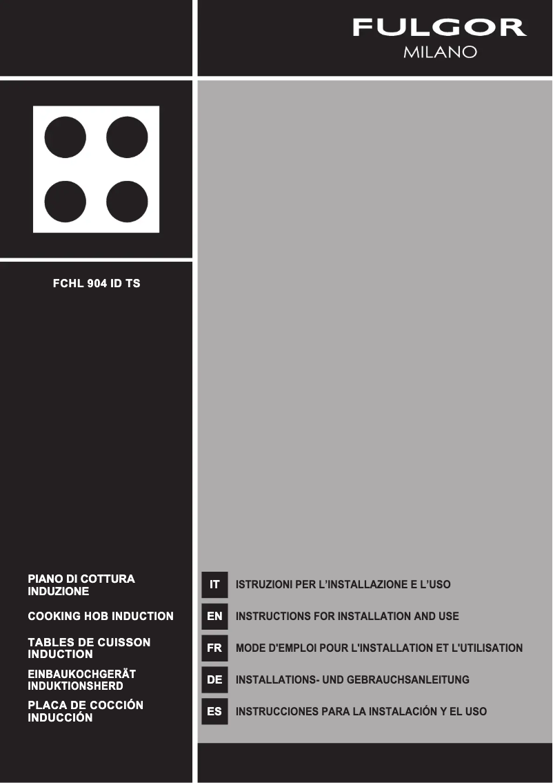 Page 1 de la notice Guide d'installation Fulgor Milano FCHL 904 ID TS WH