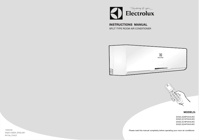 Page 1 de la notice Manuel utilisateur Electrolux EASX09P5AHLW