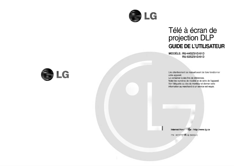 Page 1 de la notice Manuel utilisateur LG RU-44SZ61D