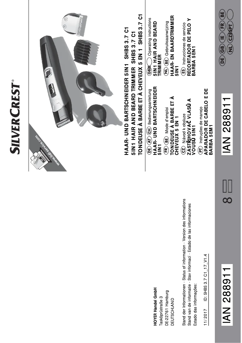 Page n°1 - Manuel utilisateur SilverCrest SHBS 500 E3