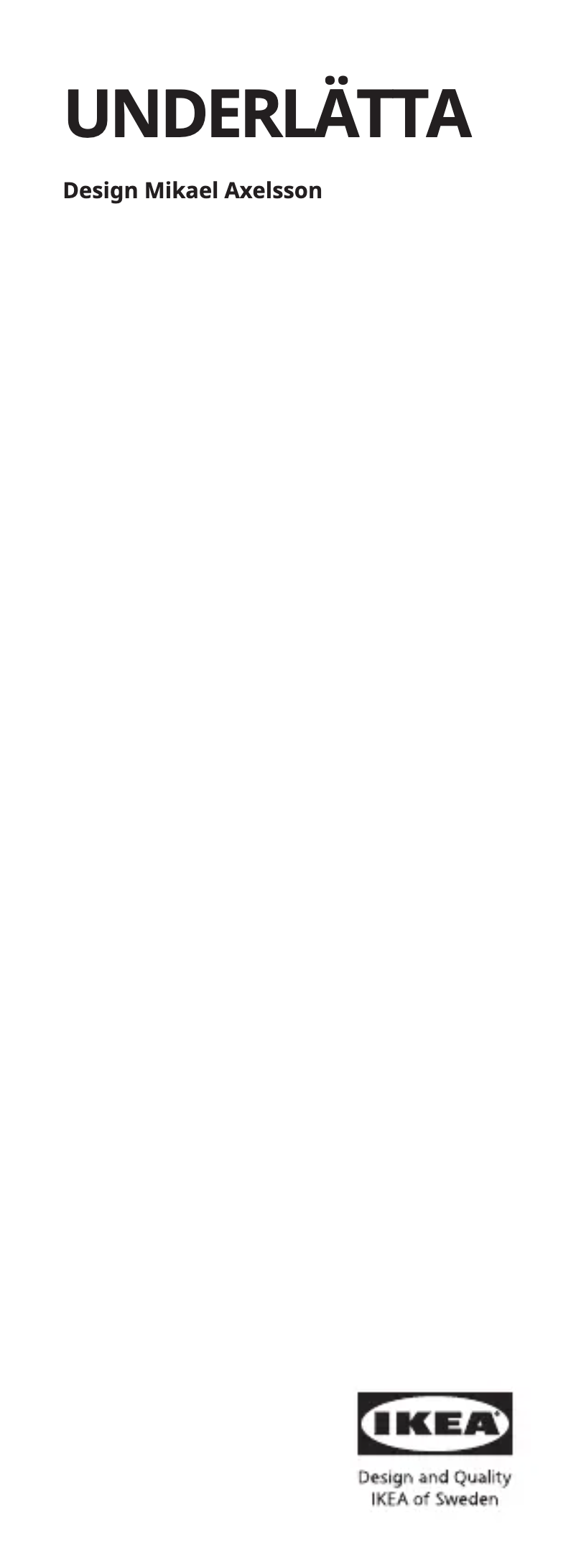 Image de la première page du manuel de l'appareil UNDERLÄTTA 503.602.31