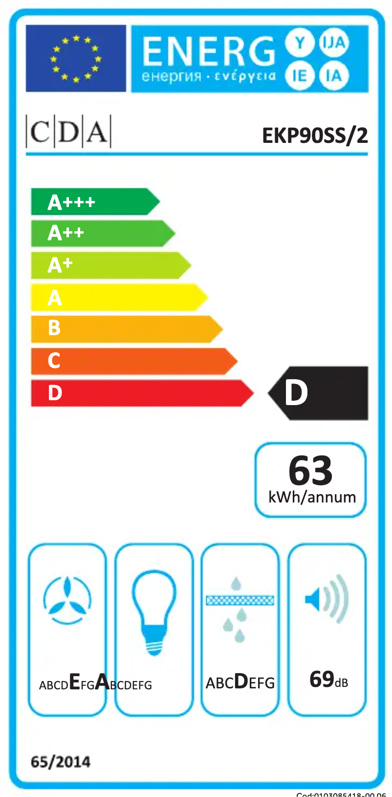 Page n°1 - Label énergétique CDA EKP90SS